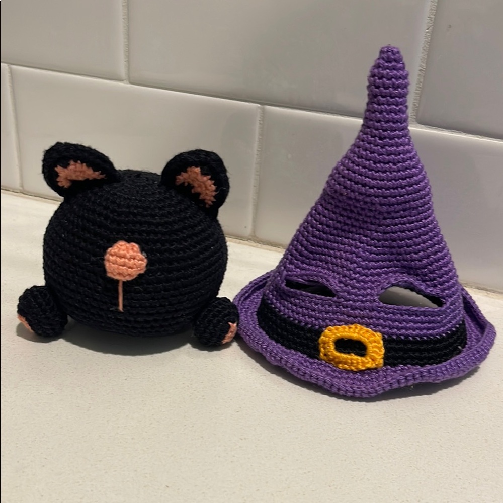 Handcrafted Cat Gmone with Witch Hat Halloween Holiday Decor Amigurui Crochet - Picture 8 of 12